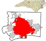 Forsyth County North Carolina incorporated and unincorporated areas Winston-Salem highlighted